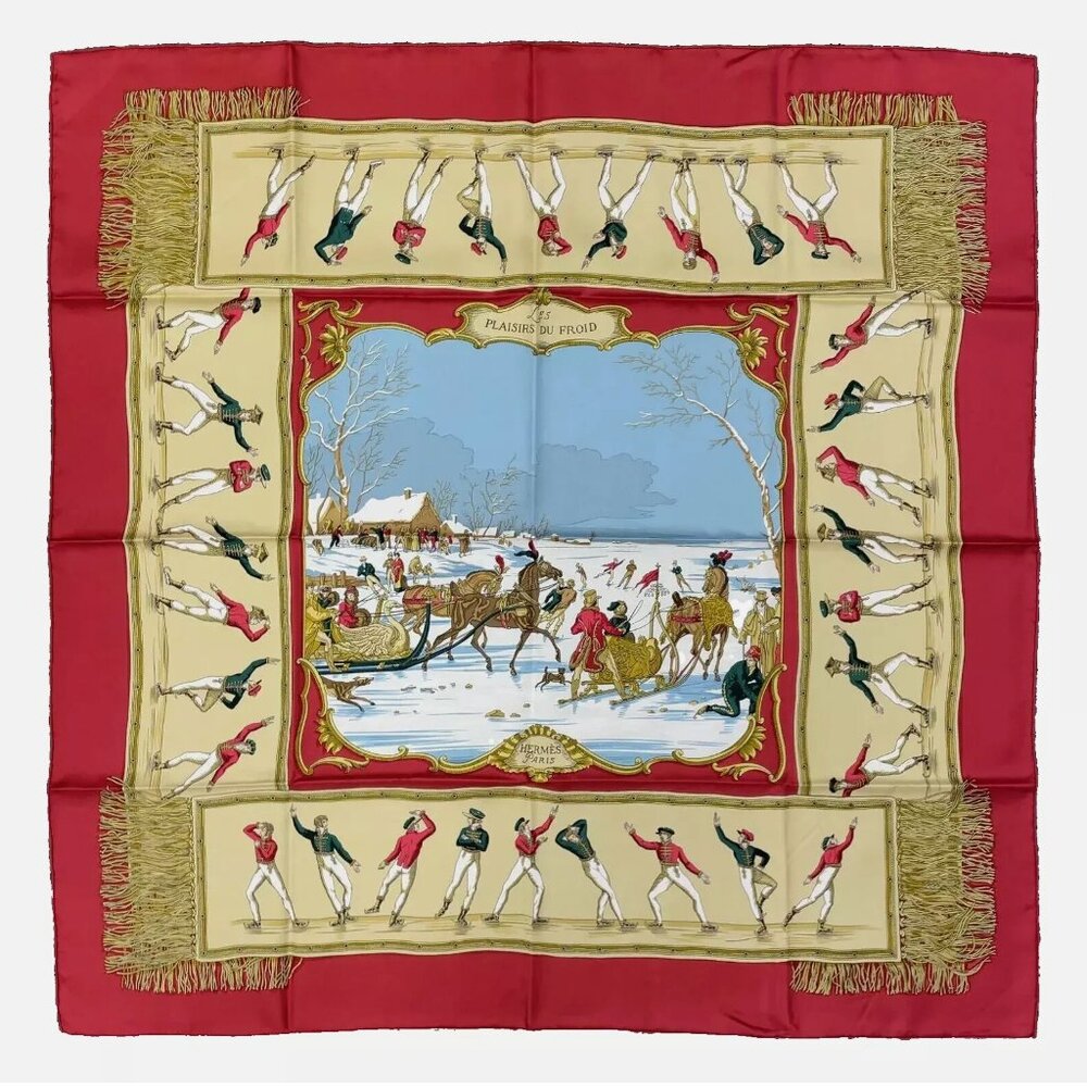 Auth. Hermes Paris Les Plaisirs Du Froid Scarf